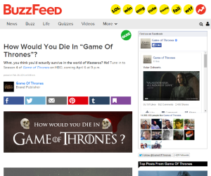 How Would You Die In Game Of Thrones by BuzzFeed for HBO